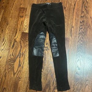 Vince women dark chocolate brown  Corduroy Leggings with Leather Accents